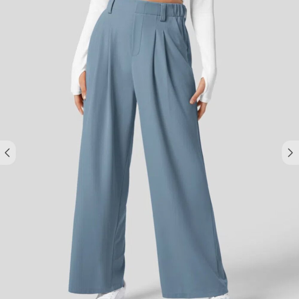 Viral Halara Flex™ High Waisted Plicated Side Pocket Wide Leg Waffle Work Pants